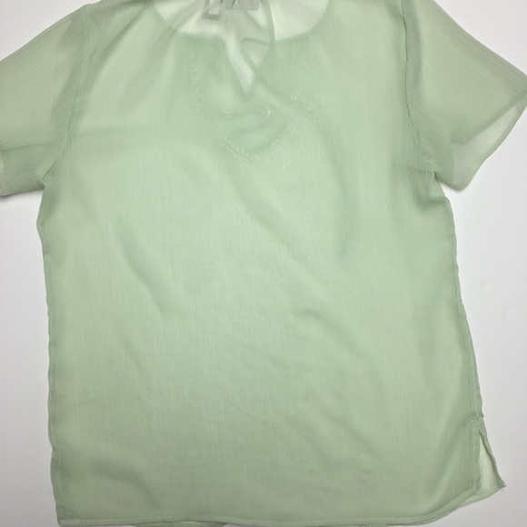 Chico's Women's Sheer Green SS Top Size 1 - Picture 6 of 6